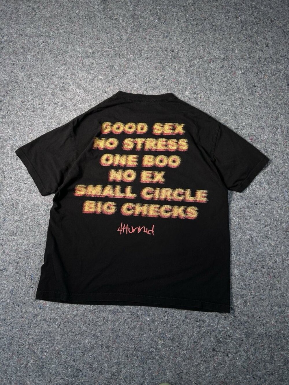 4Hunnid YG “Good Sex No Stress Small Circle Big Checks” Graphic Tee Black XL